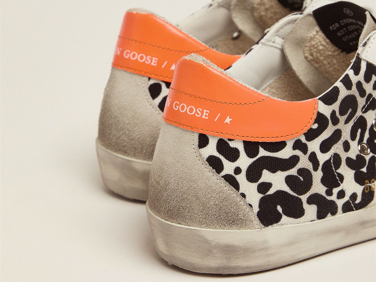 GOLDEN GOOSE Leopard-print and neon Super-Star sneakers