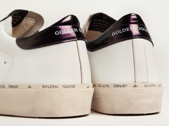 GOLDEN GOOSE White Hi-Star sneakers with glittery star and pink laces