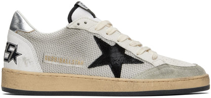 GOLDEN GOOSE White & Gray Ball Star Sneakers