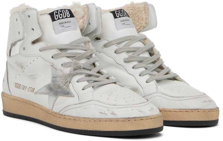 (Pre Order)GOLDEN GOOSE White Sky-Star High-Top Sneakers