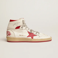 GOLDEN GOOSE Sky-Star sneakers with signature on the ankle and red leather inserts