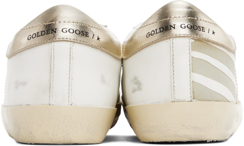 GOLDEN GOOSE White & Beige Super-Star Sneakers
