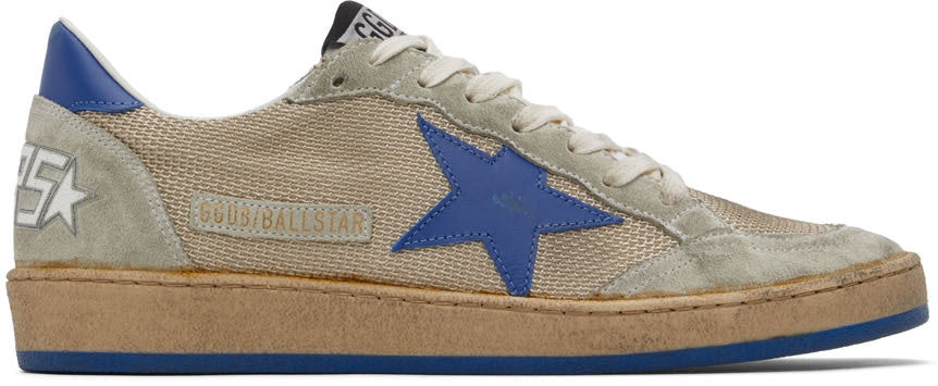 GOLDEN GOOSE Beige & Blue Ball Star Sneakers