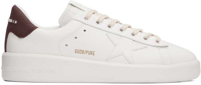 GOLDEN GOOSE White & Burgundy Purestar Sneakers