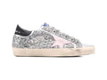 GOLDEN GOOSE Women's Super-Star in silver leather with pink star