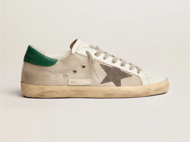 GOLDEN GOOSE Super-Star sneakers in pale silver mesh with gray suede star