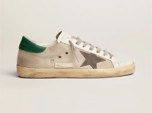 GOLDEN GOOSE Super-Star sneakers in pale silver mesh with gray suede star
