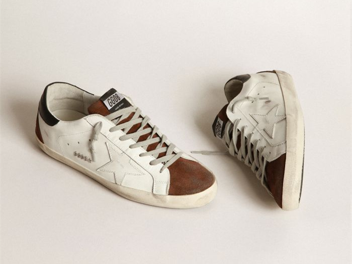 GOLDEN GOOSE Two-tone white and brown Super-Star sneakers