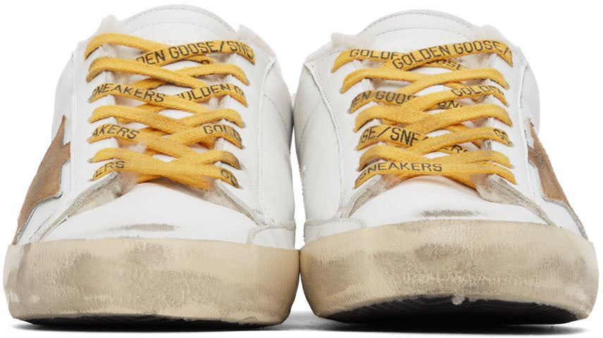 GOLDEN GOOSE White & Yellow Super-Star Classic Sneakers