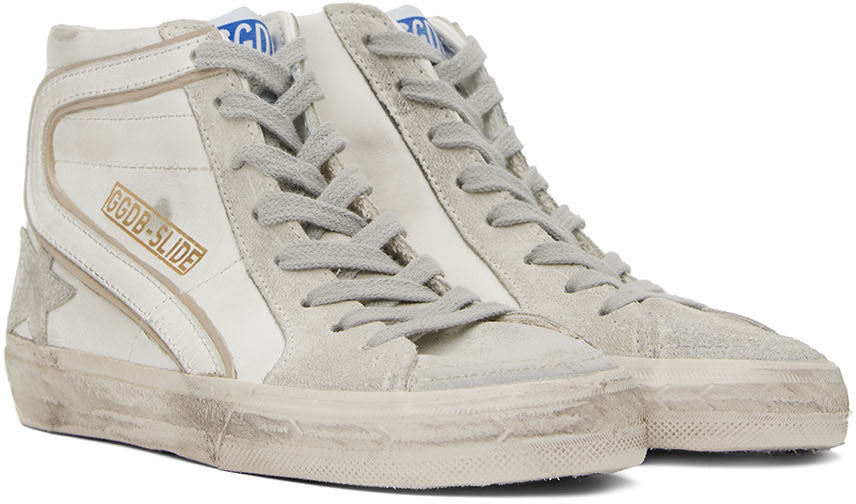 GOLDEN GOOSE White & Gray Slide Classic High-Top Sneakers