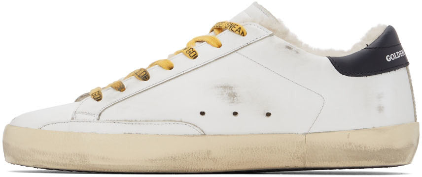 GOLDEN GOOSE White & Yellow Super-Star Classic Sneakers