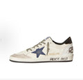 Golden Goose Ball Star sheepskin leather black tail graffiti star pattern round toe lace-up low-top sneakers for men (white)