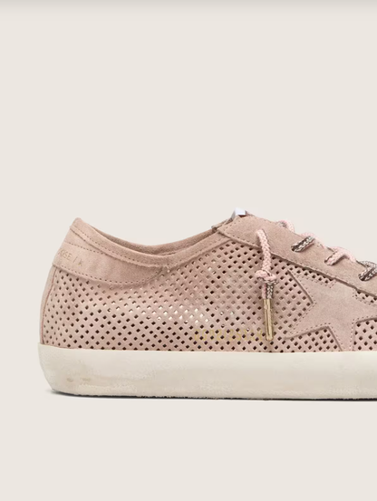 Golden goose Super-Star LTD in powder-pink perforated suede with tone-on-tone star