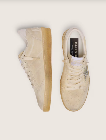 Golden goose Ball Star in pearl suede with silver glitter star