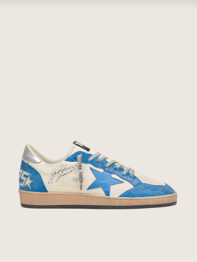 Golden goose Ball Star LTD in white leather with light blue leather star