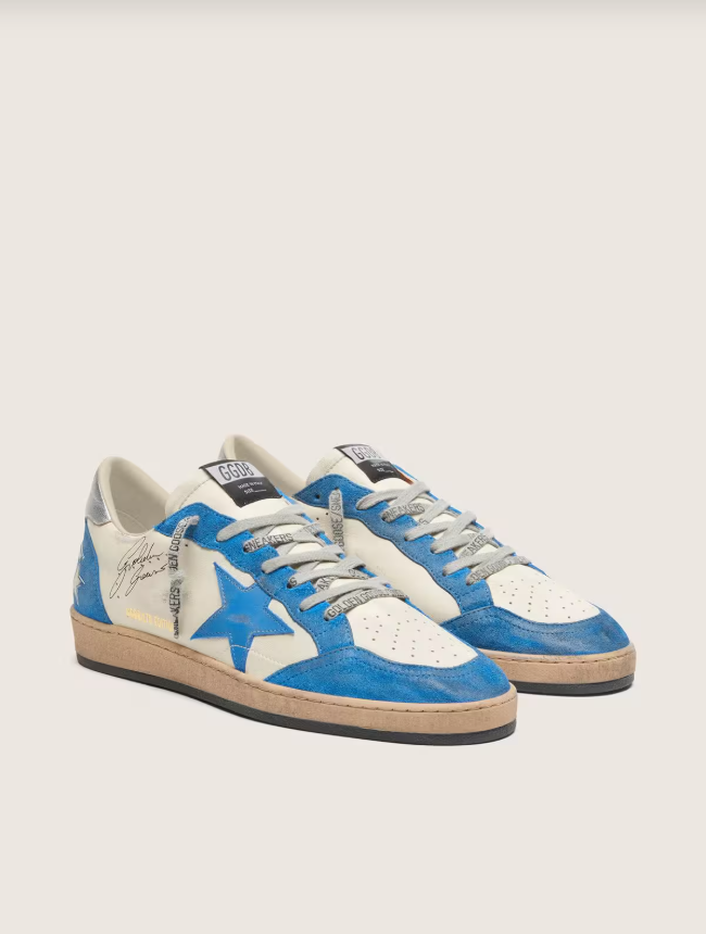 Golden goose Ball Star LTD in white leather with light blue leather star