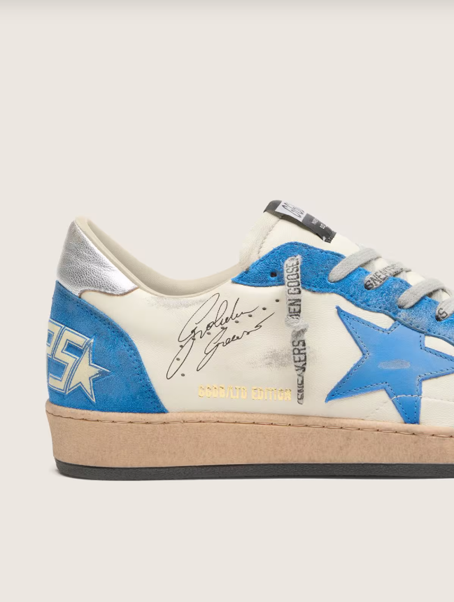 Golden goose Ball Star LTD in white leather with light blue leather star