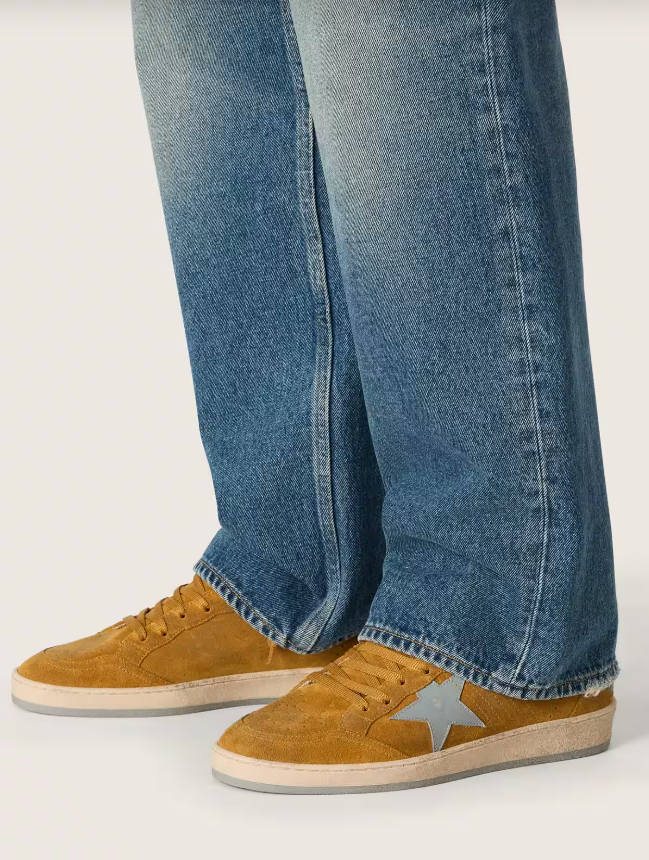Golden Goose Ball Star in ocher suede with leather star and light blue suede heel tab