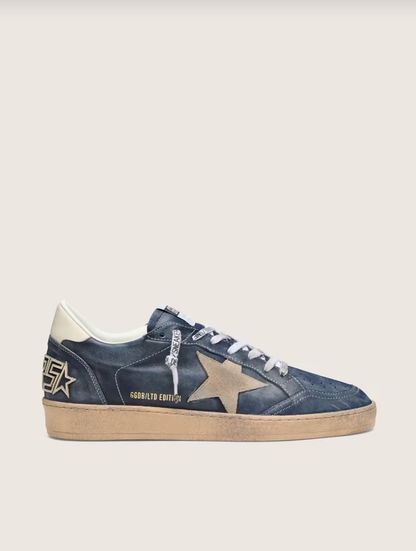 Golden Goose Ball Star LTD in dark blue leather with beige suede star
