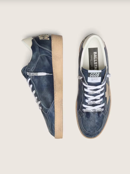 Golden Goose Ball Star LTD in dark blue leather with beige suede star