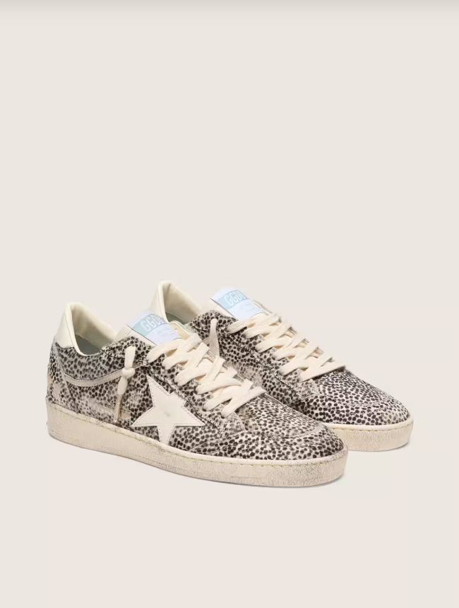 Golden Goose Ball Star LTD in leopard pony skin with cream leather star
