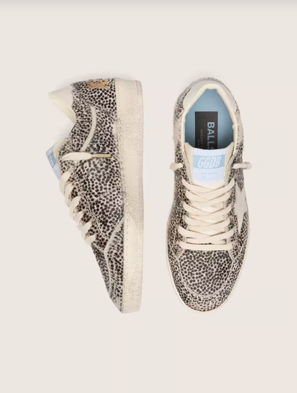 Golden Goose Ball Star LTD in leopard pony skin with cream leather star
