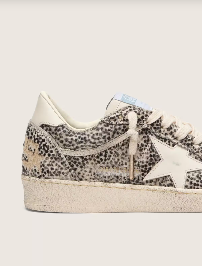 Golden Goose Ball Star LTD in leopard pony skin with cream leather star