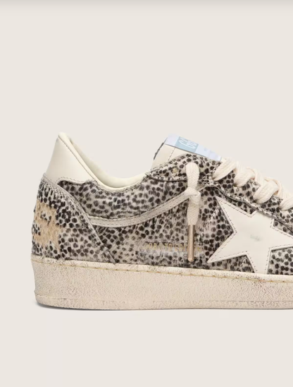 Golden Goose Ball Star LTD in leopard pony skin with cream leather star