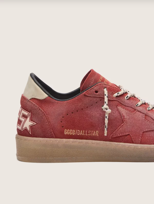 Golden Goose Ball Star in rust-red suede with tone-on-tone star