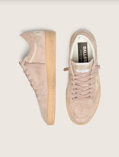 Golden Goose Ball Star in powder-pink suede with metallic gold star