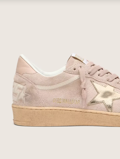 Golden Goose Ball Star in powder-pink suede with metallic gold star
