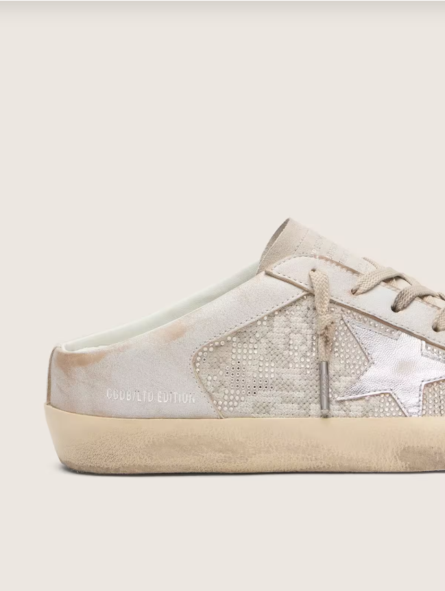 Golden Goose Super-Star Sabots LTD in Swarovski with metallic silver leather star