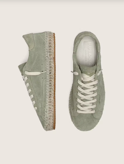 Golden Goose Super-Star in sage-green suede with tone-on-tone suede star and rope sole