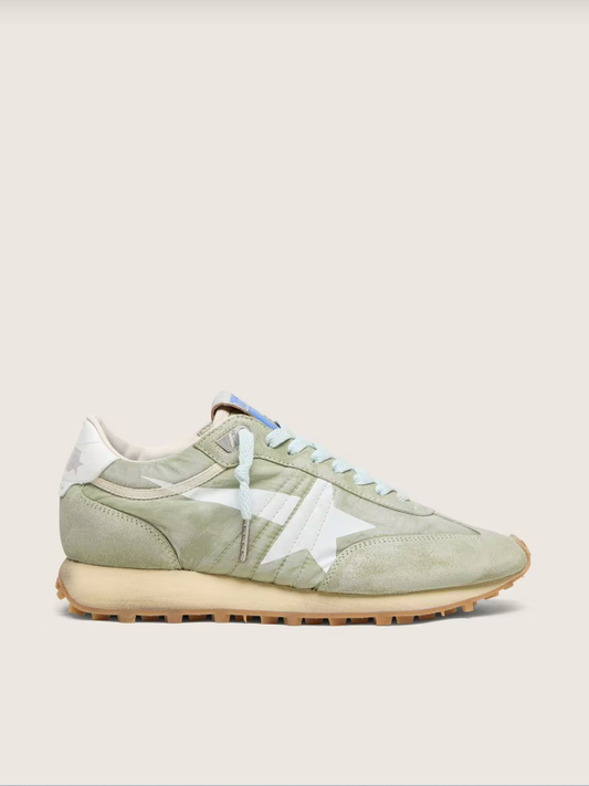 Golden Goose Marathon in sage-green nylon with white star