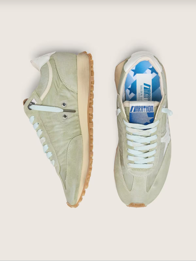 Golden Goose Marathon in sage-green nylon with white star