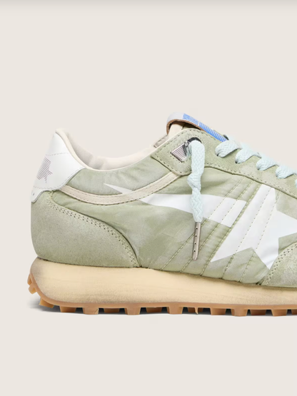 Golden Goose Marathon in sage-green nylon with white star