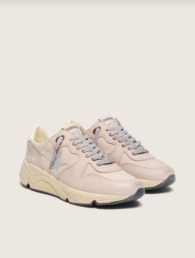 Golden Goose Running Sole in powder-pink leather with silver star