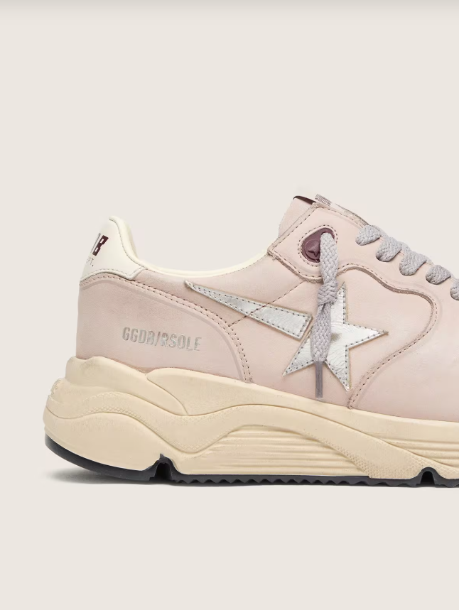 Golden Goose Running Sole in powder-pink leather with silver star