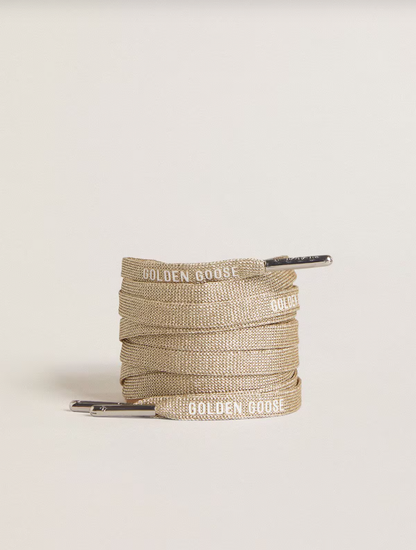 Golden Goose Gold-colored Lurex laces with contrasting white logo