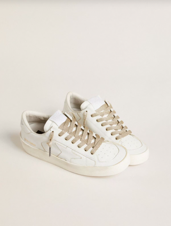 Golden Goose Gold-colored Lurex laces with contrasting white logo
