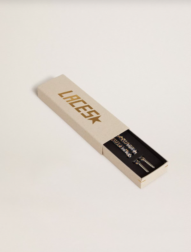 Golden Goose Beige leopard-print laces with contrasting white logo