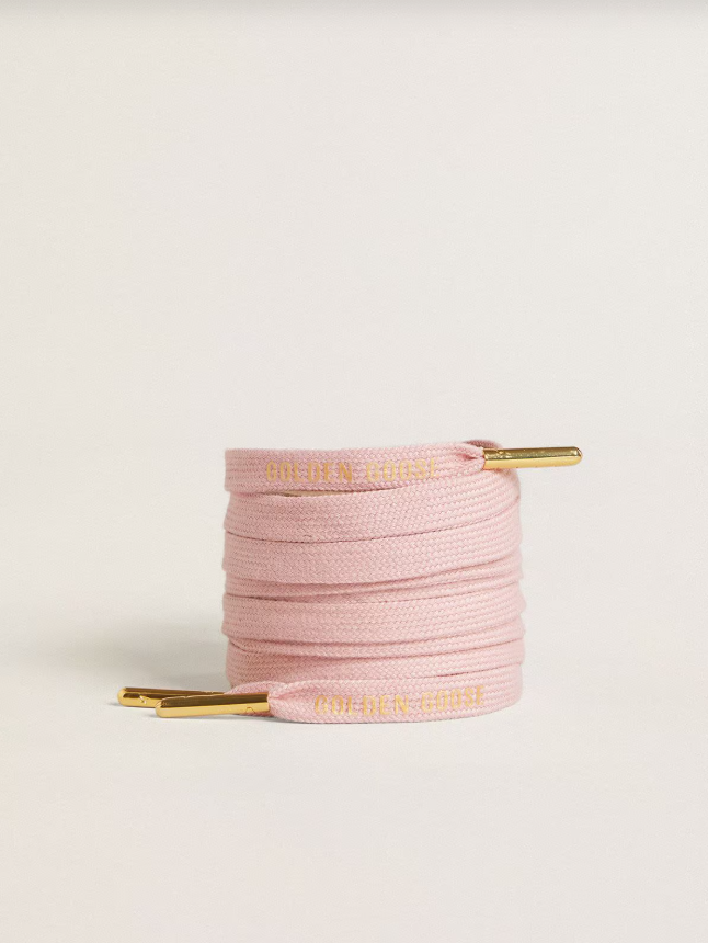 Golden Goose Pink cotton laces with contrasting gold logo