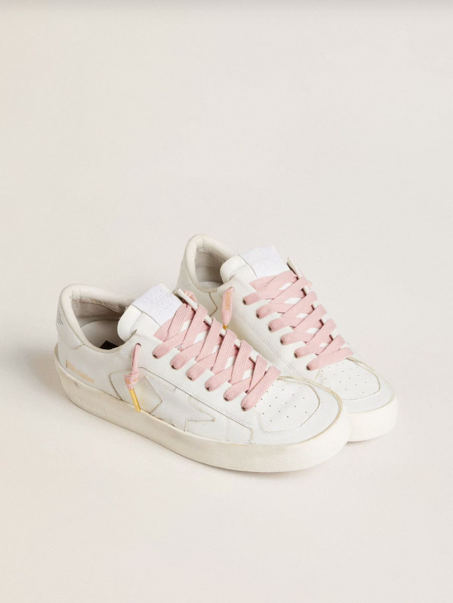Golden Goose Pink cotton laces with contrasting gold logo