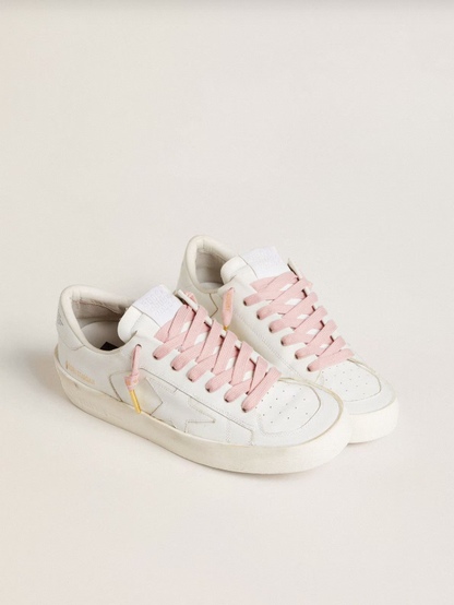Golden Goose Pink cotton laces with contrasting gold logo