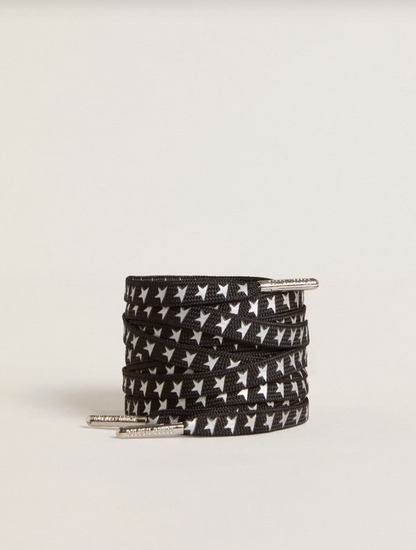 Golden Goose Black cotton laces with contrasting silver stars