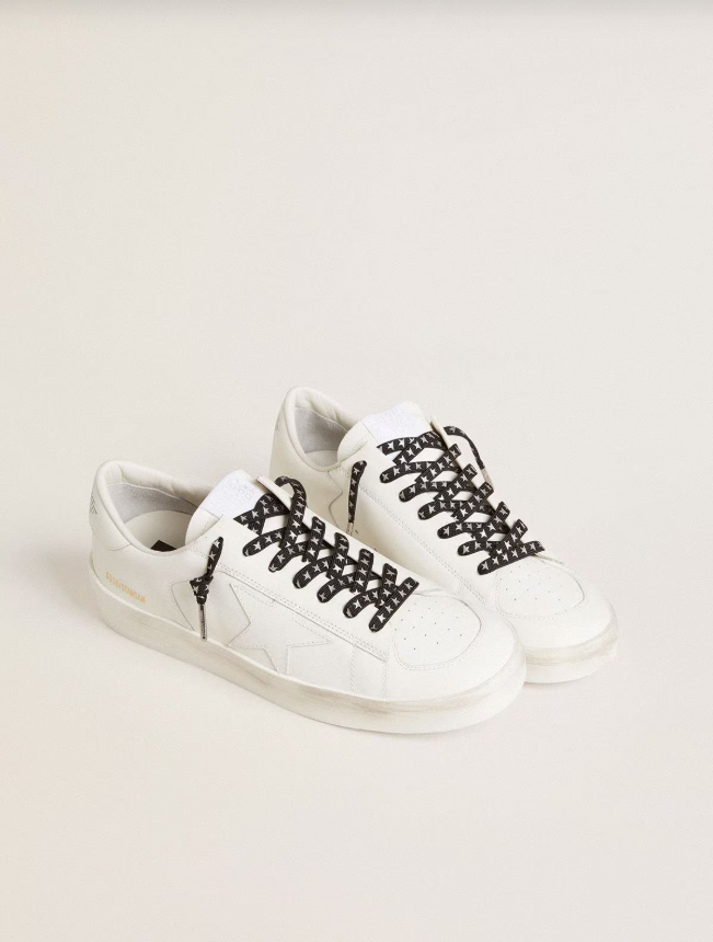 Golden Goose Black cotton laces with contrasting silver stars