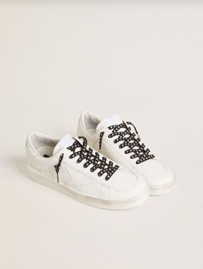 Golden Goose Black cotton laces with contrasting silver stars