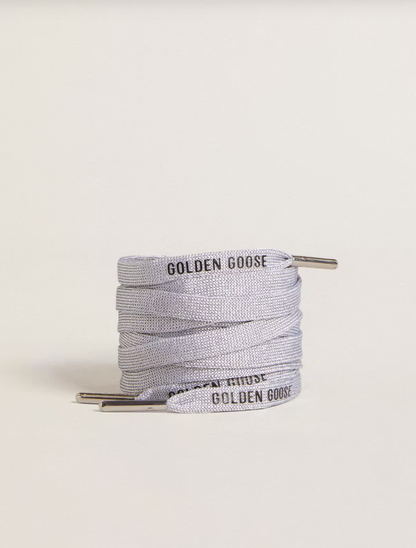 Golden Goose Silver-colored Lurex laces with contrasting black logo