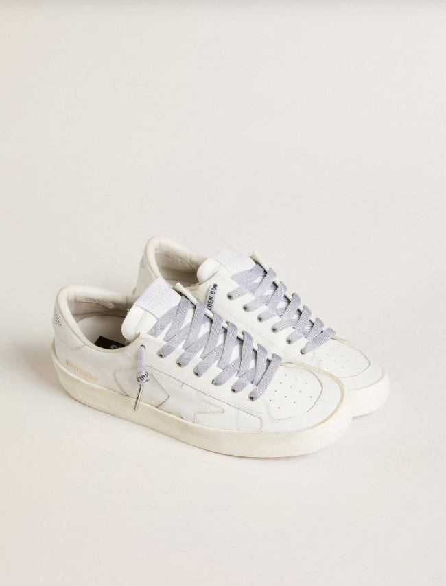 Golden Goose Silver-colored Lurex laces with contrasting black logo