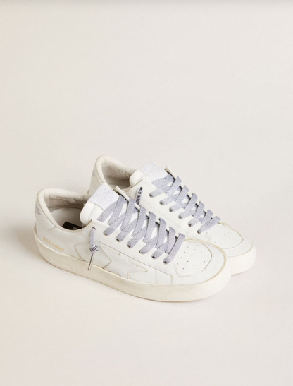 Golden Goose Silver-colored Lurex laces with contrasting black logo